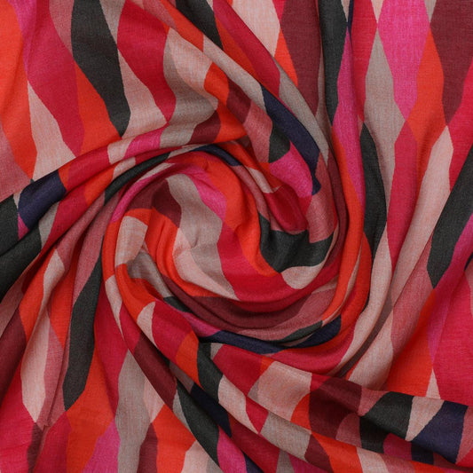 Multicolour Scales Repeat Digital Printed Fabric - Pure Muslin - FAB VOGUE Studio®