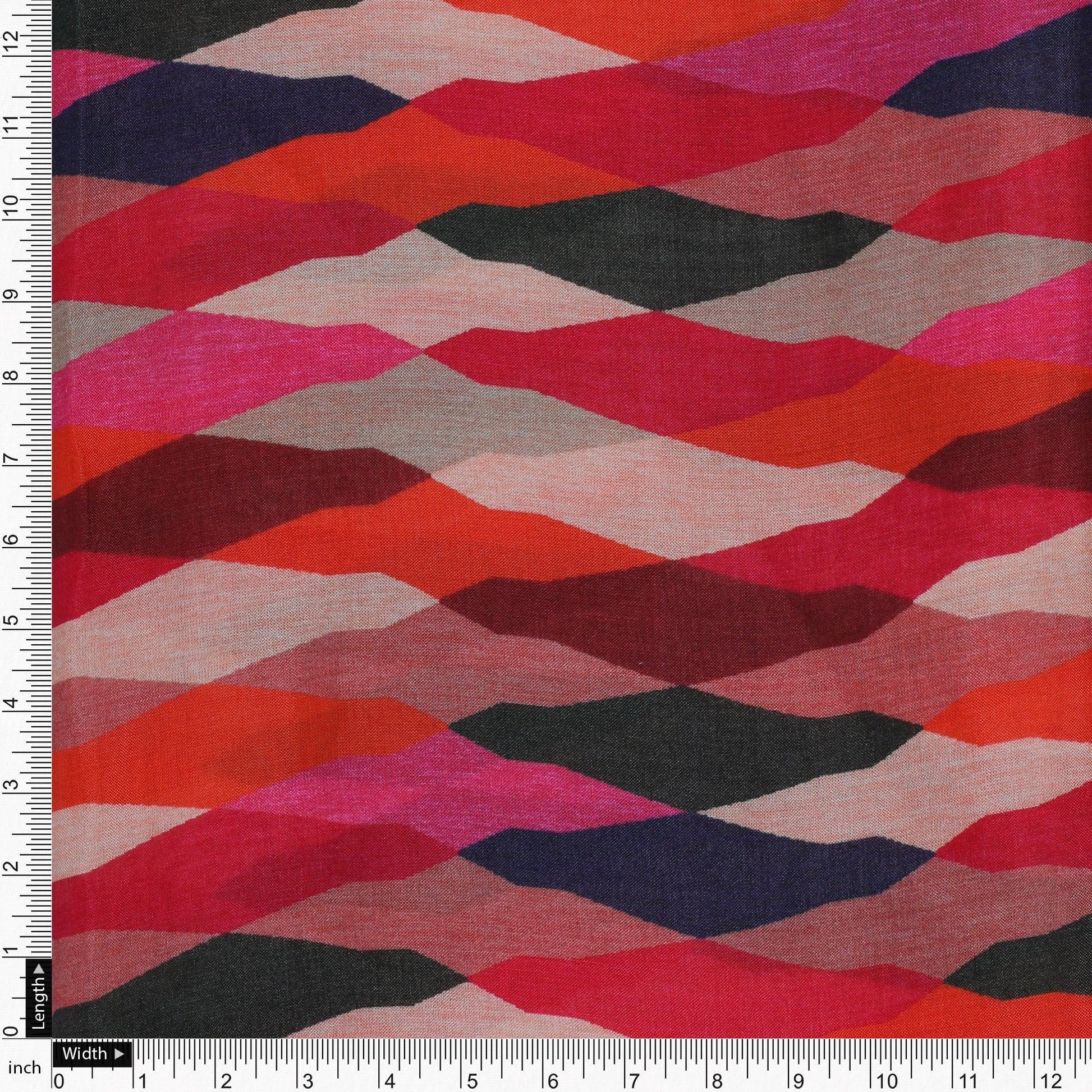 Multicolour Scales Repeat Digital Printed Fabric - Pure Muslin - FAB VOGUE Studio®