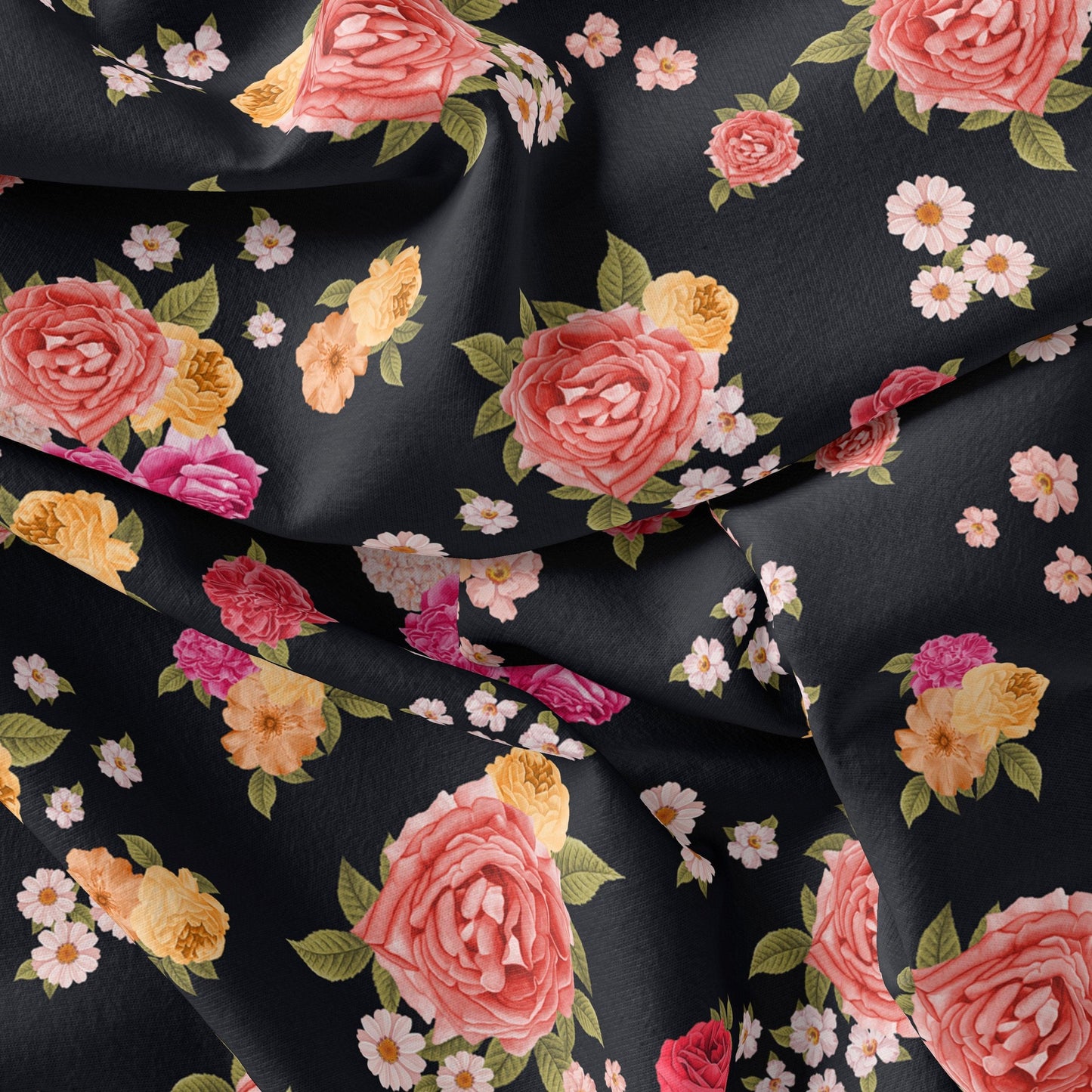 Multicolour Anemone Roses With Digital Printed Fabric - Pure Muslin - FAB VOGUE Studio®