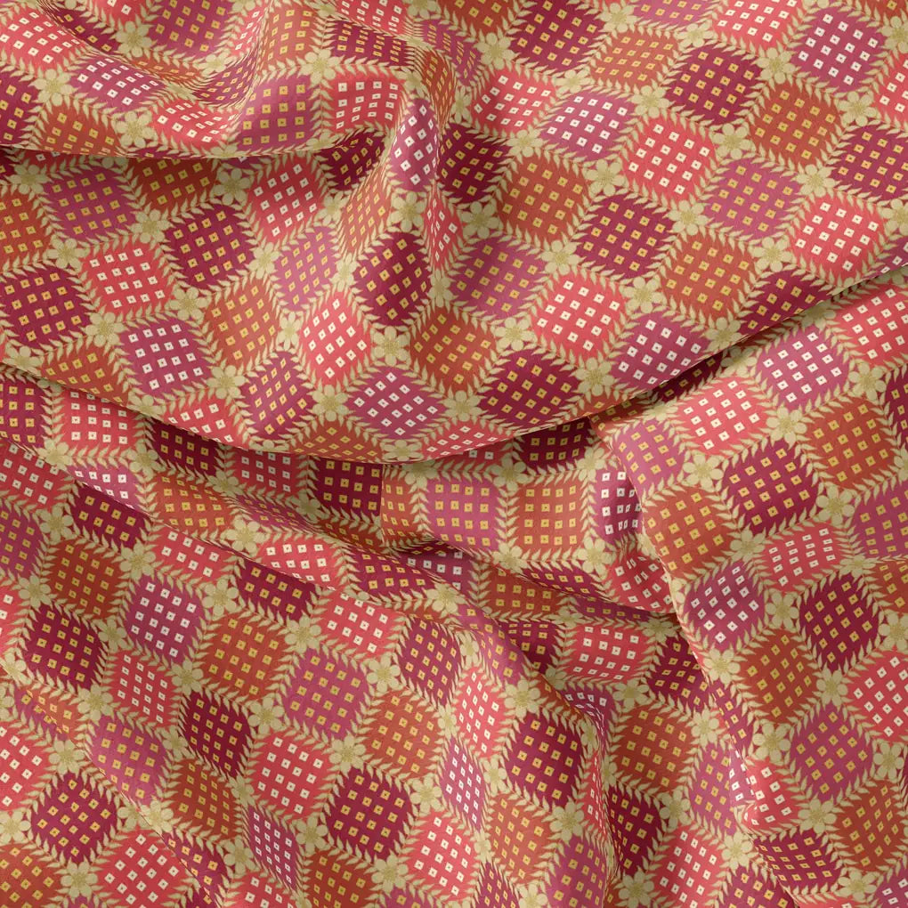 Multicolour With Flower Honeycomb Digital Printed Fabric - Pure Muslin – pm 0 ta08278p4 110 multicolour with flower honeycomb digital printed fabric pure muslin 3