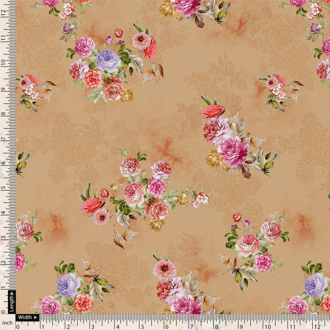 Chintz Pink Florish Flower Digital Printed Fabric - Pure Muslin - FAB VOGUE Studio®