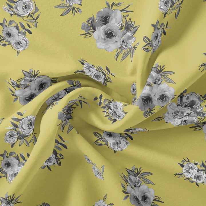 Vintage Art Of Flower Digital Printed Fabric - Pure Muslin - FAB VOGUE Studio®