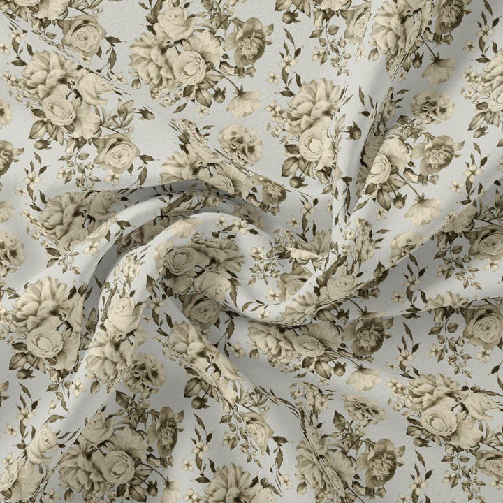 Floral Bright Golden Floral Digital Printed Fabric - Pure Muslin - FAB VOGUE Studio®