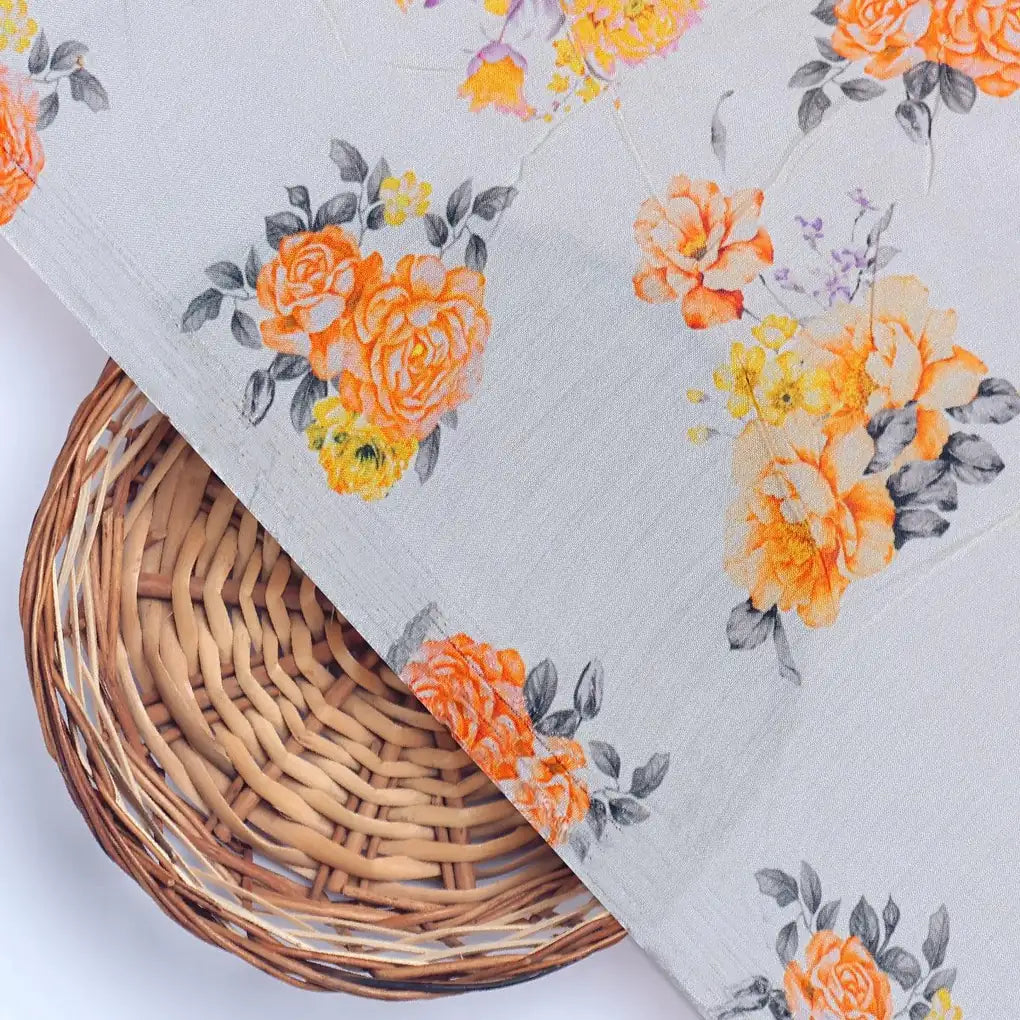 Yellow Lonicera Grey Leafs Digital Printed Fabric - Pure Muslin – pm 0 ta08325p6 110 yellow lonicera grey leafs digital printed fabric pure muslin 2