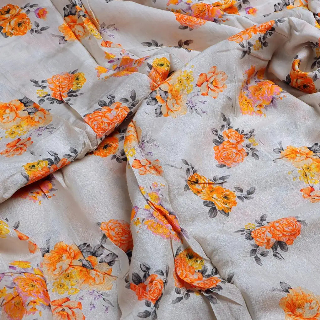 Yellow Lonicera Grey Leafs Digital Printed Fabric - Pure Muslin – pm 0 ta08325p6 110 yellow lonicera grey leafs digital printed fabric pure muslin 3