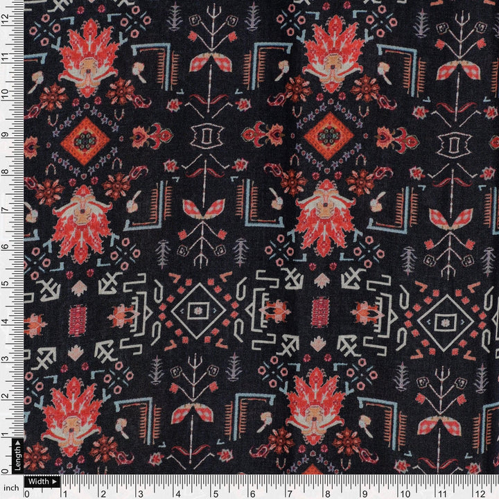Metallese Seamless Leafs Patterns Digital Printed Fabric - Pure Muslin - FAB VOGUE Studio®