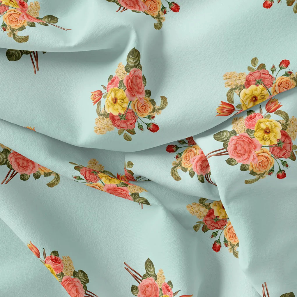 Decorative Peony Roses With Daisy Flower Digital Printed Fabric - Pure Muslin – pm 0 ta08415c 110 decorative peony roses with daisy flower digital printed fabric pure muslin 4