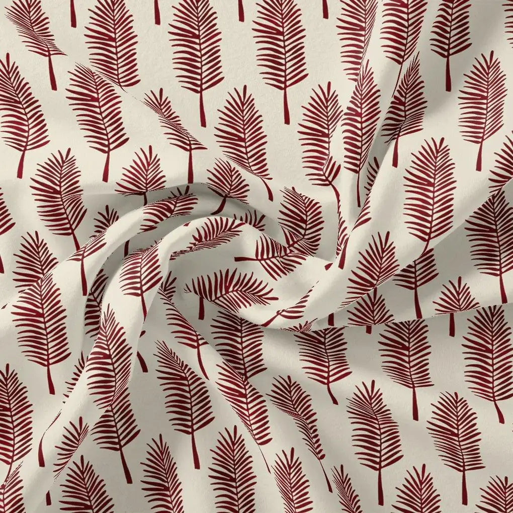 Red Pedate Leafs Digital Printed Fabric - Pure Muslin – pm 0 ta08441 110 red pedate leafs digital printed fabric pure muslin 1