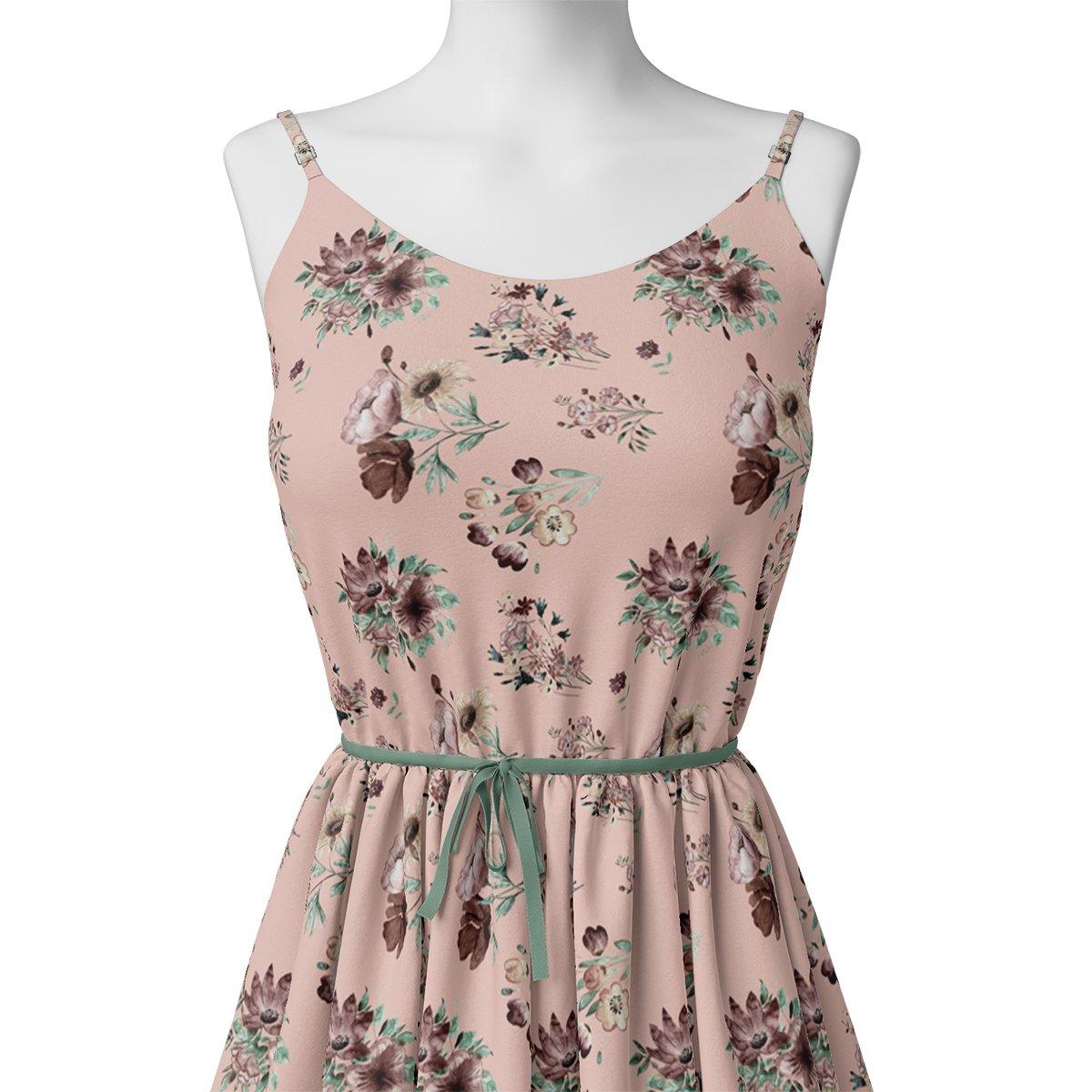 Multi Flower Bunch And Linear Leafs Digital Printed Fabric - Pure Muslin - FAB VOGUE Studio®