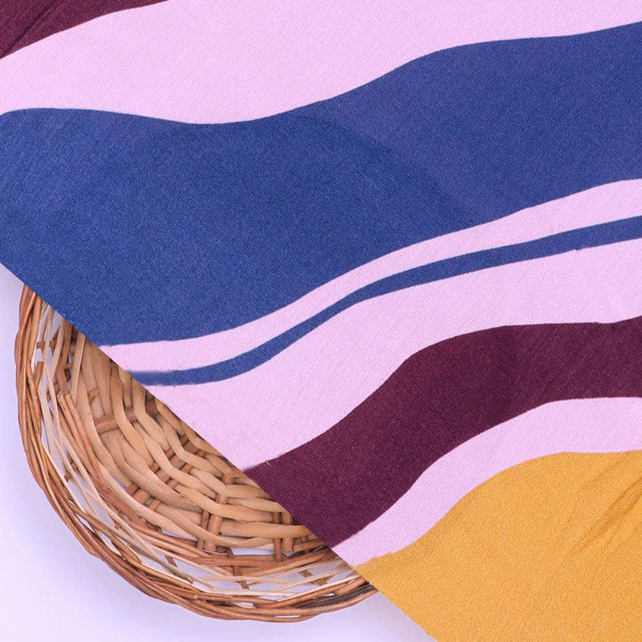 Beautiful Waving Colourful Digital Printed Fabric - Pure Muslin - FAB VOGUE Studio®