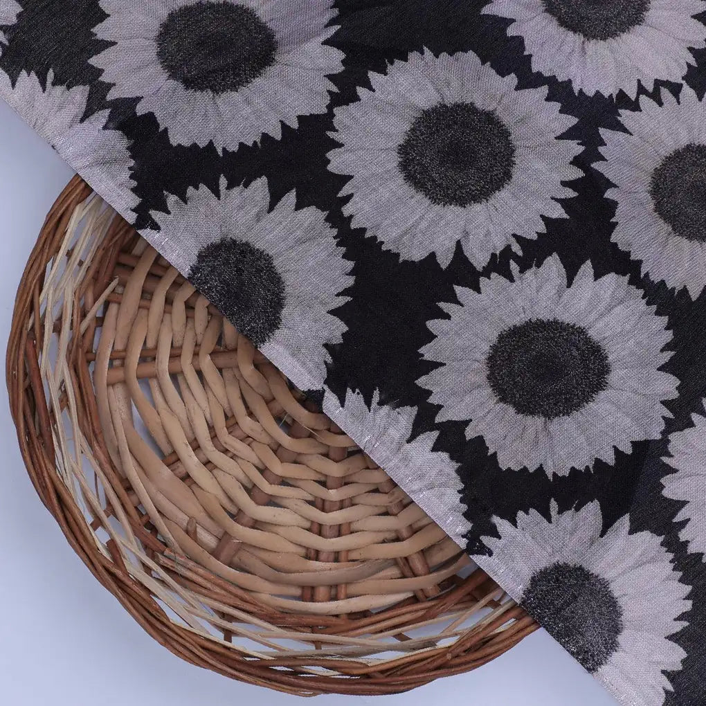 Vintage Old Sunflower Digital Printed Fabric - Pure Muslin – pm 0 ta08502 110 vintage old sunflower digital printed fabric pure muslin 2