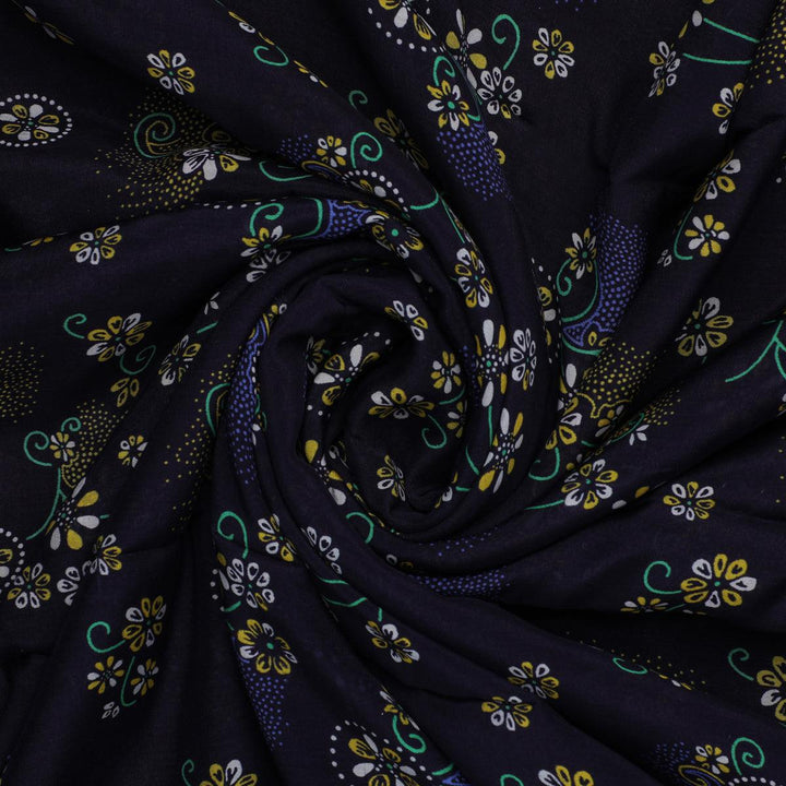 Royal Orchid Ditsy Digital Printed Fabric - Pure Muslin - FAB VOGUE Studio®