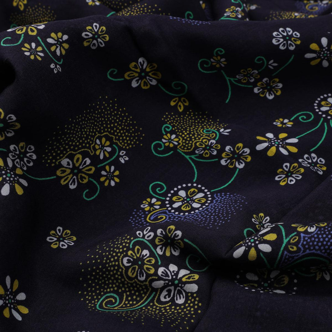 Royal Orchid Ditsy Digital Printed Fabric - Pure Muslin - FAB VOGUE Studio®