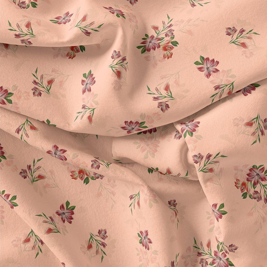 Lovely Pink Orchid Bunch Digital Printed Fabric - Pure Muslin - FAB VOGUE Studio®