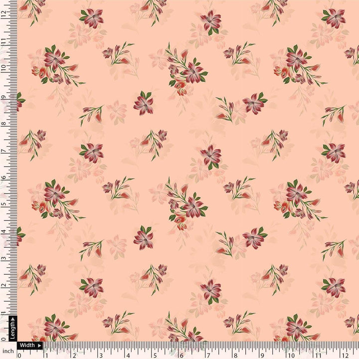 Lovely Pink Orchid Bunch Digital Printed Fabric - Pure Muslin - FAB VOGUE Studio®