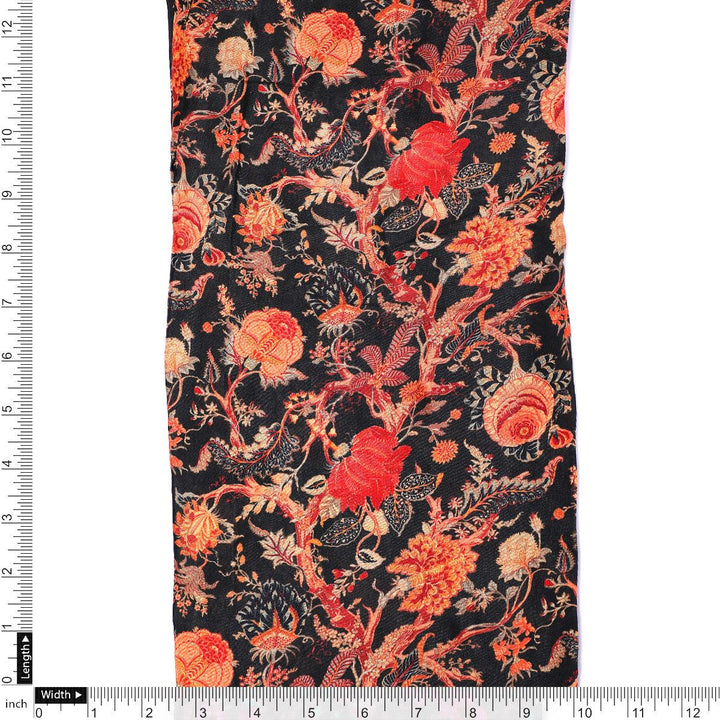 Japanese Chinoiserie Natural Digital Printed Fabric - Pure Muslin - FAB VOGUE Studio®