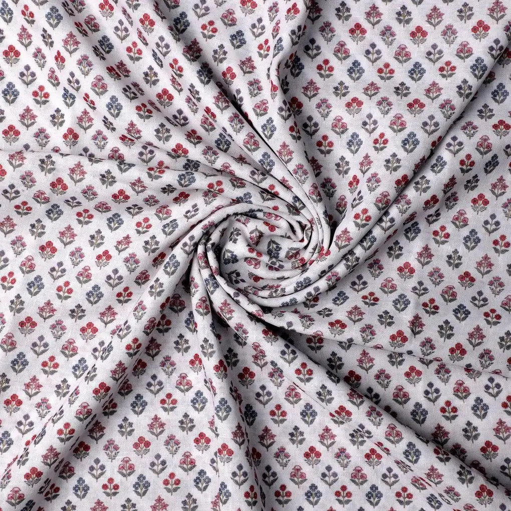 Tiny Sunflower Blue With Red Digital Printed Fabric - Linen – poli 0 fvs2021 110 tiny sunflower blue with red digital printed fabric linen 1