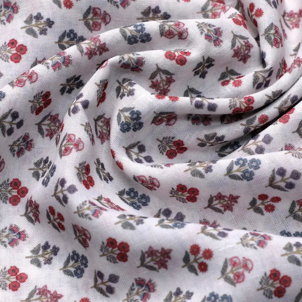 Tiny Sunflower Blue With Red Digital Printed Fabric - Linen – poli 0 fvs2021 110 tiny sunflower blue with red digital printed fabric linen 3