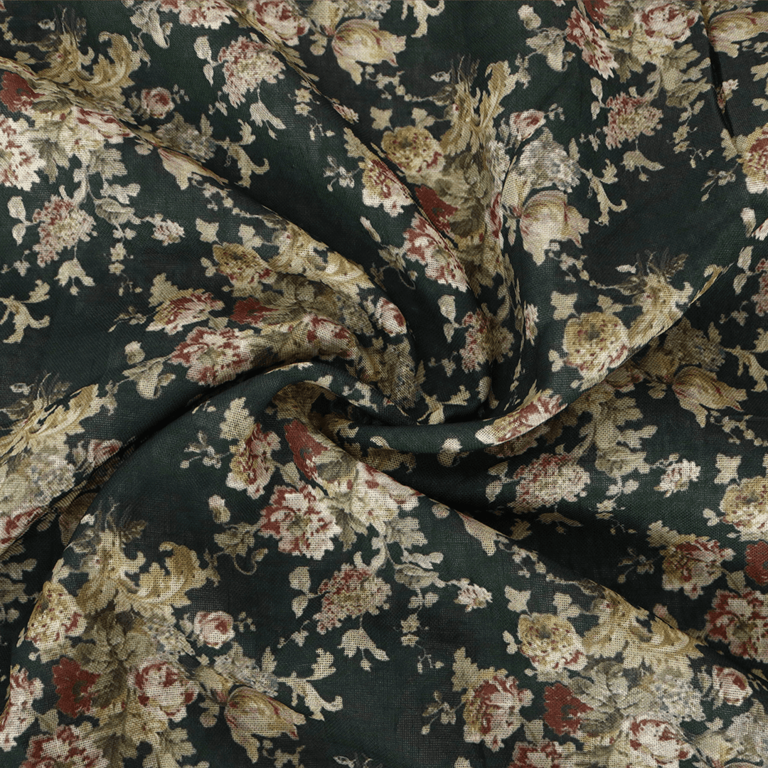 Botanical Calico Floral Pattern Digital Printed Fabric - Linen - FAB VOGUE Studio®