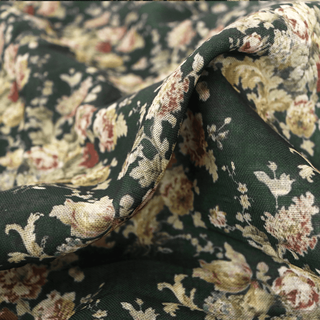 Botanical Calico Floral Pattern Digital Printed Fabric - Linen - FAB VOGUE Studio®