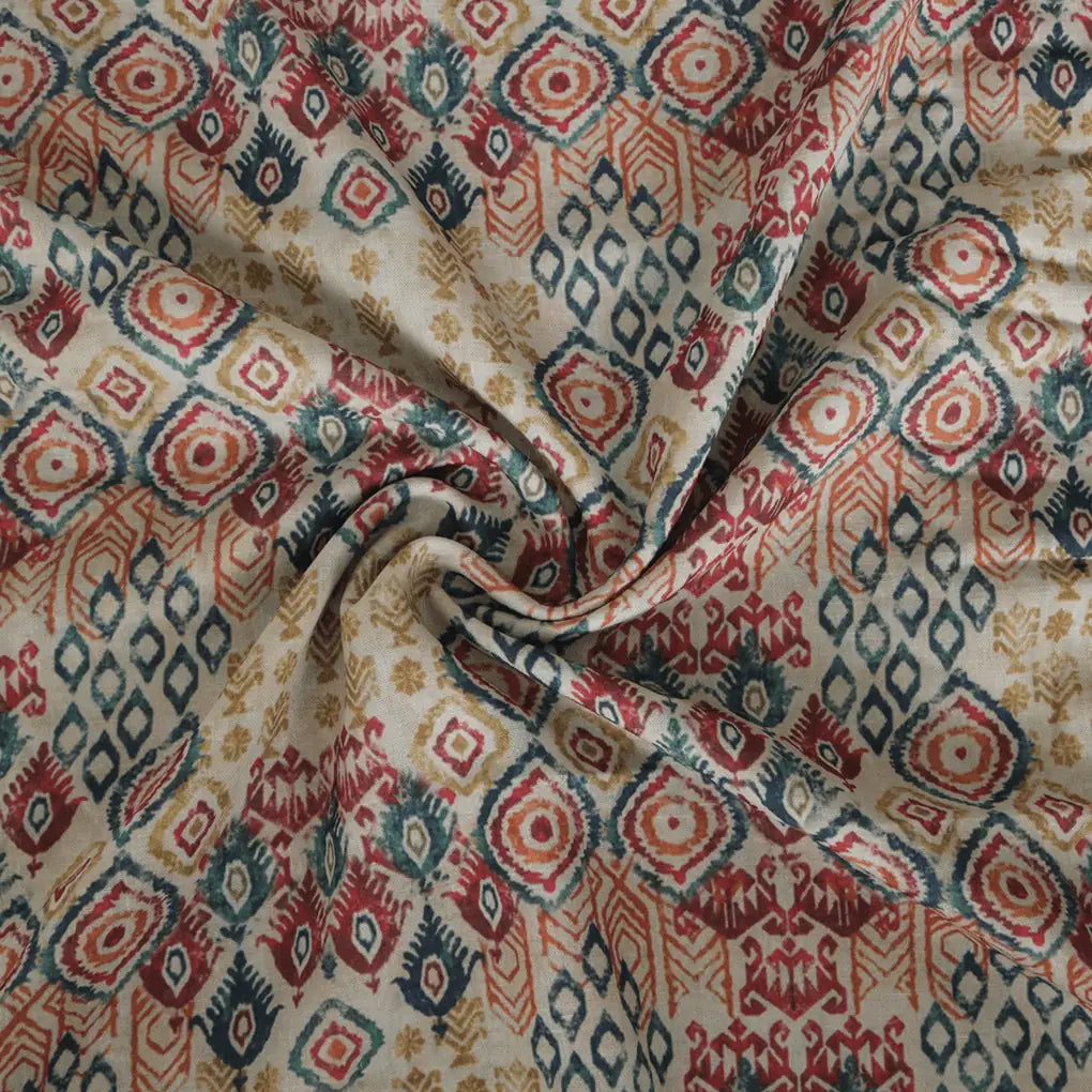 Multicolour Ikat and abstract Pattern Digital Printed Fabric - Linen – poli 0 fvs2030 110 multicolour ikat and abstract pattern digital printed fabric linen 1