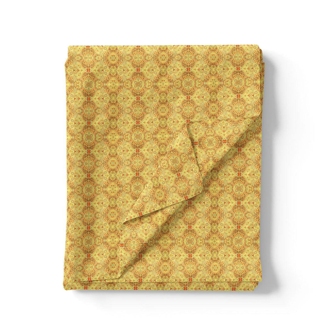 Yellow Ogee Pashmina Printed Fabric - FAB VOGUE Studio®
