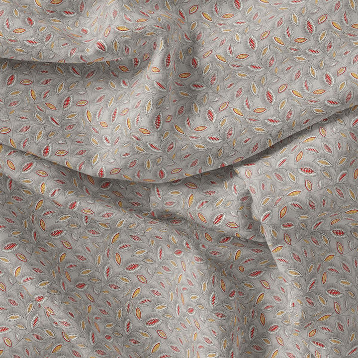 Gray Leaves Pashmina Printed Fabric - FAB VOGUE Studio®