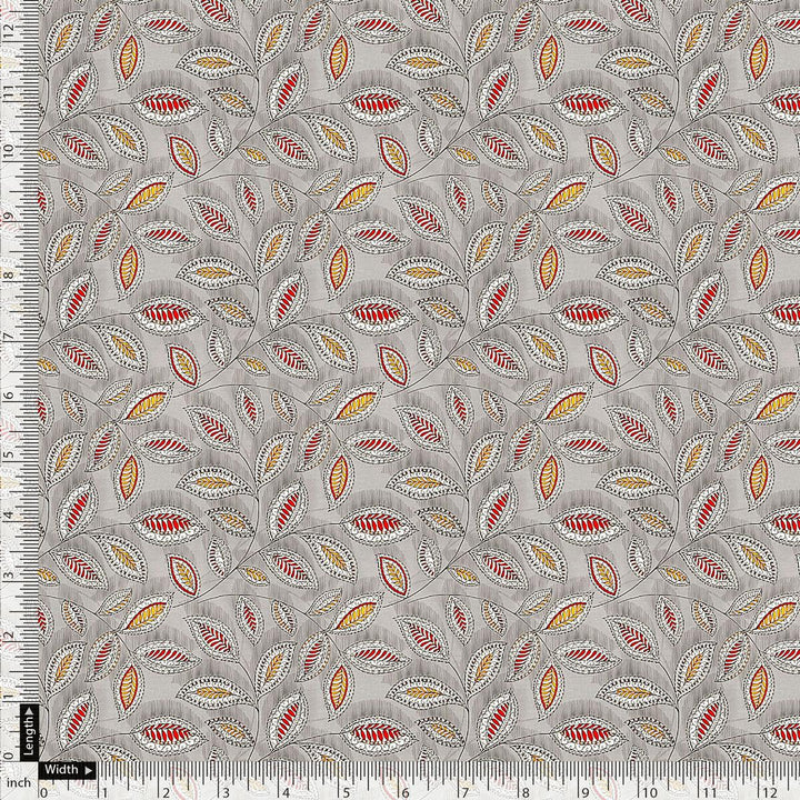 Gray Leaves Pashmina Printed Fabric - FAB VOGUE Studio®