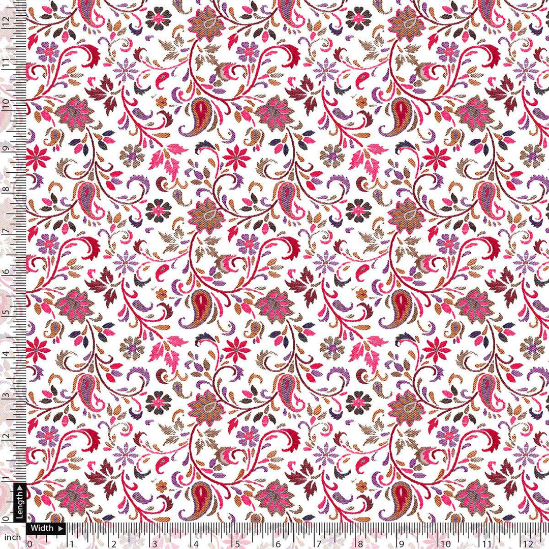 White Paisley Pashmina Printed Fabric - FAB VOGUE Studio®
