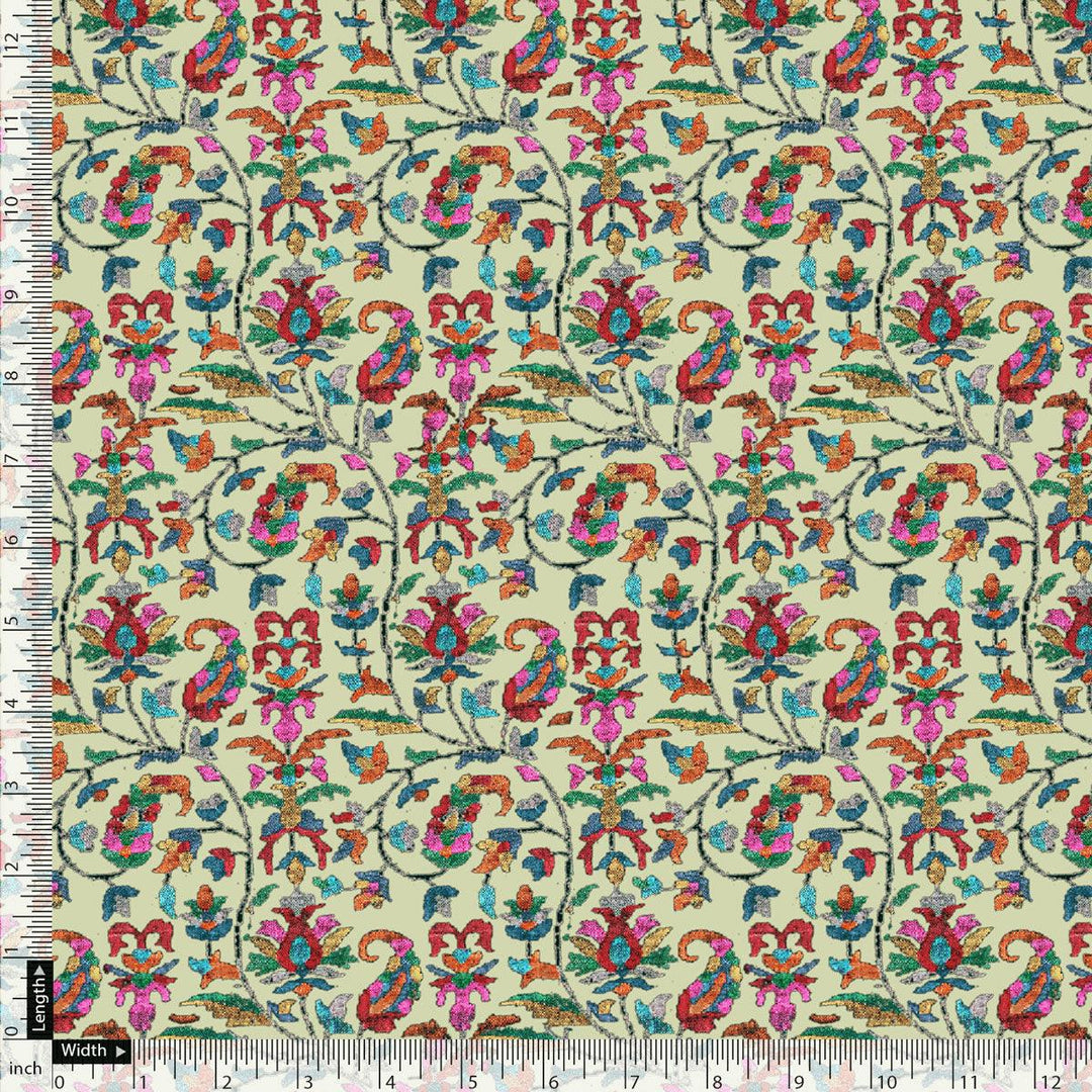 Pista Green Paisley Pashmina Printed Fabric - FAB VOGUE Studio®