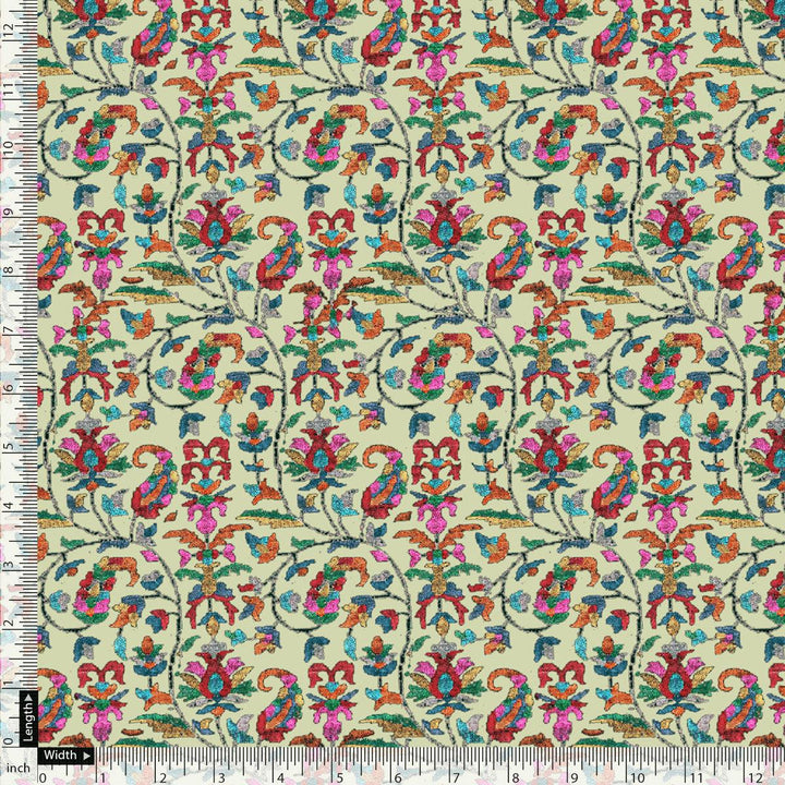 Pista Green Paisley Pashmina Printed Fabric - FAB VOGUE Studio®