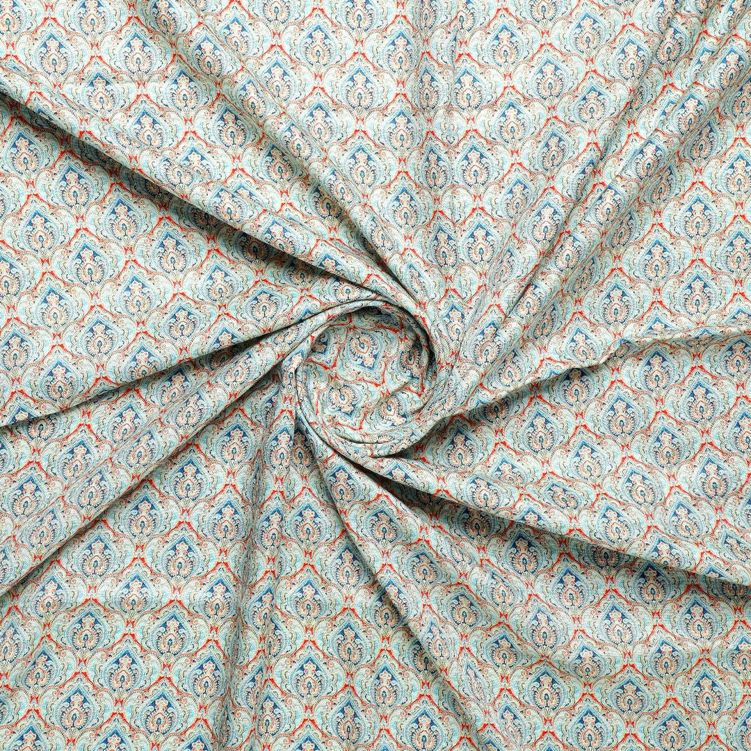 Blue Moroccan Pashmina Printed Fabric - FAB VOGUE Studio®