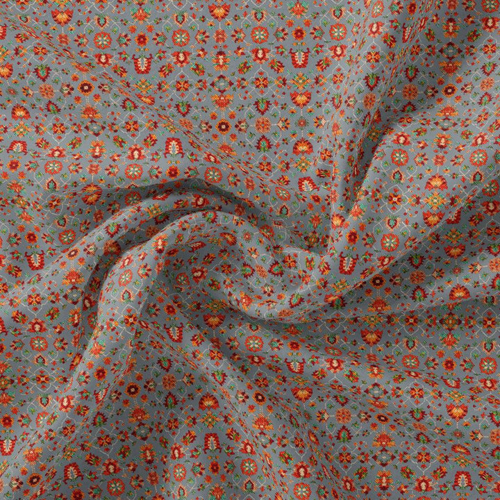 Gray Damask Pashmina Printed Fabric - FAB VOGUE Studio®