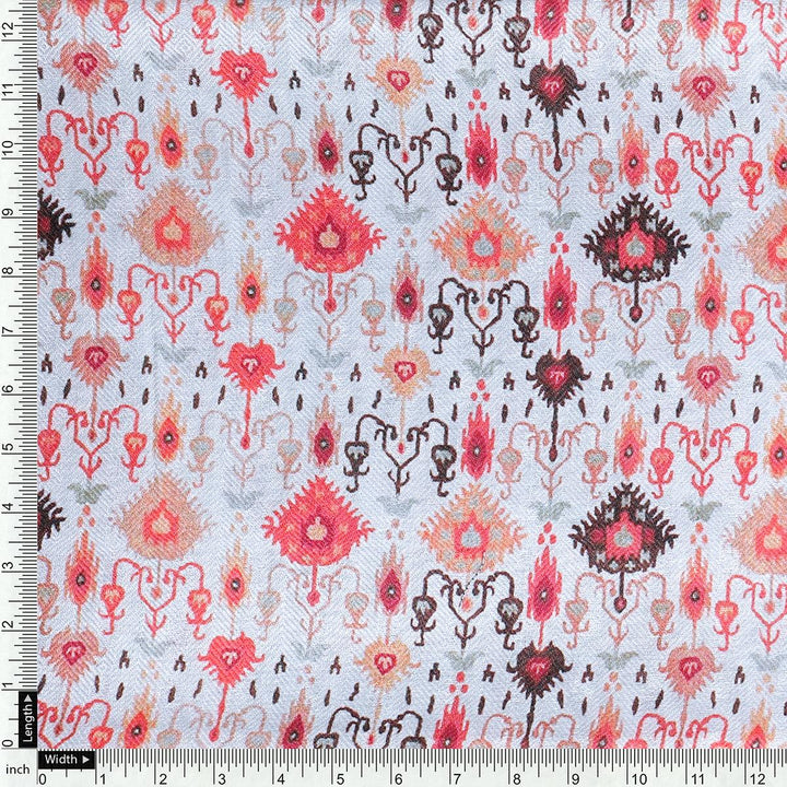 Cream Ikat Pashmina Printed Fabric - FAB VOGUE Studio®