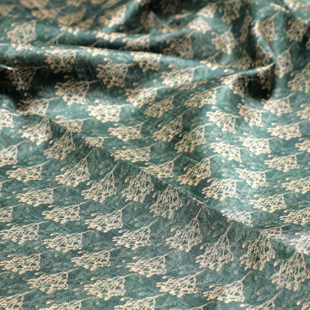 Green Ajrak Digital Printed Fabrics - FAB VOGUE Studio®