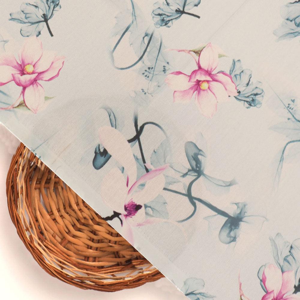 Blue Floral Digital Printed Fabric - FAB VOGUE Studio®