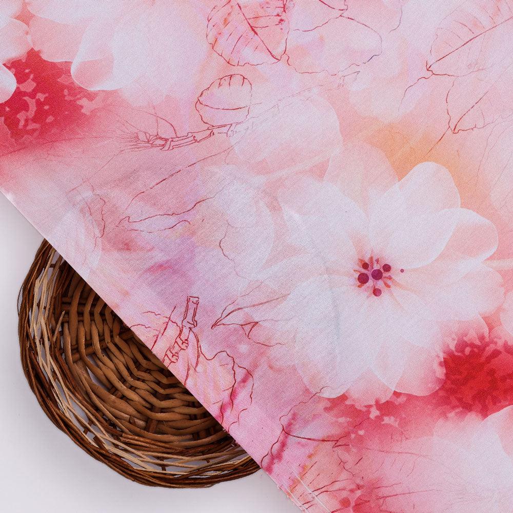 Beautiful Red Floral Digital Printed Fabric - FAB VOGUE Studio®