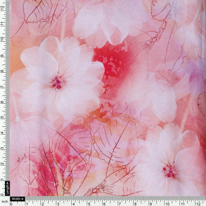 Beautiful Red Floral Digital Printed Fabric - FAB VOGUE Studio®