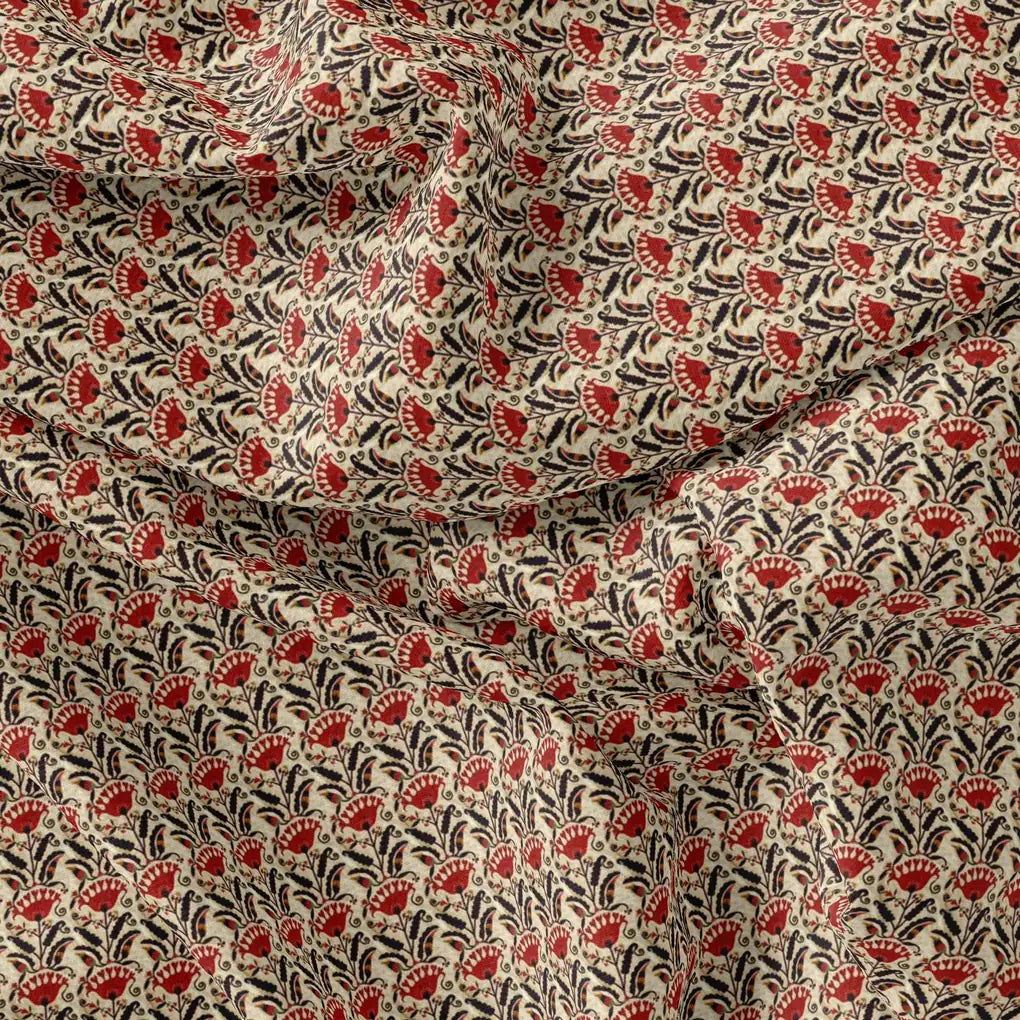 Seamless Opposite Red Flower Pattern Digital Printed Fabric - Rayon – ra 0 ma01042 110 seamless opposite red flower pattern digital printed fabric rayon 3