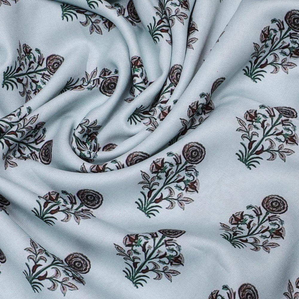 Seamless Indian Mughal Motif Flower Digital Printed Fabric - Rayon - FAB VOGUE Studio®