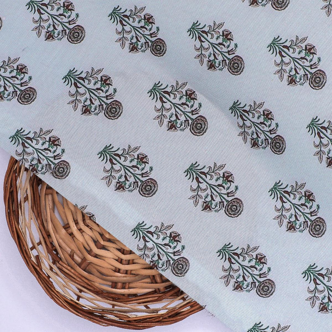 Seamless Indian Mughal Motif Flower Digital Printed Fabric - Rayon - FAB VOGUE Studio®