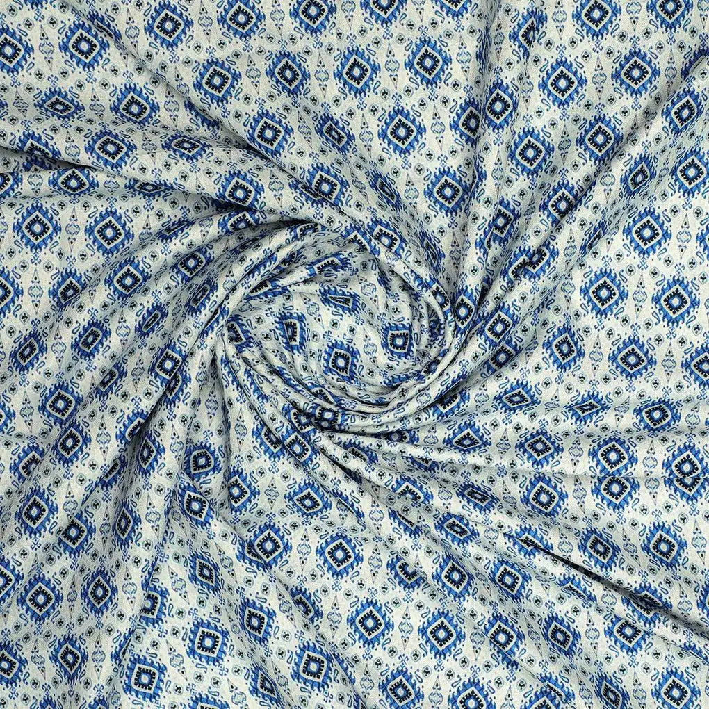 Tiny Blue Medallion Motif Digital Printed Fabric  - Rayon – ra 0 ma012738 110 tiny blue medallion motif digital printed fabric rayon 1