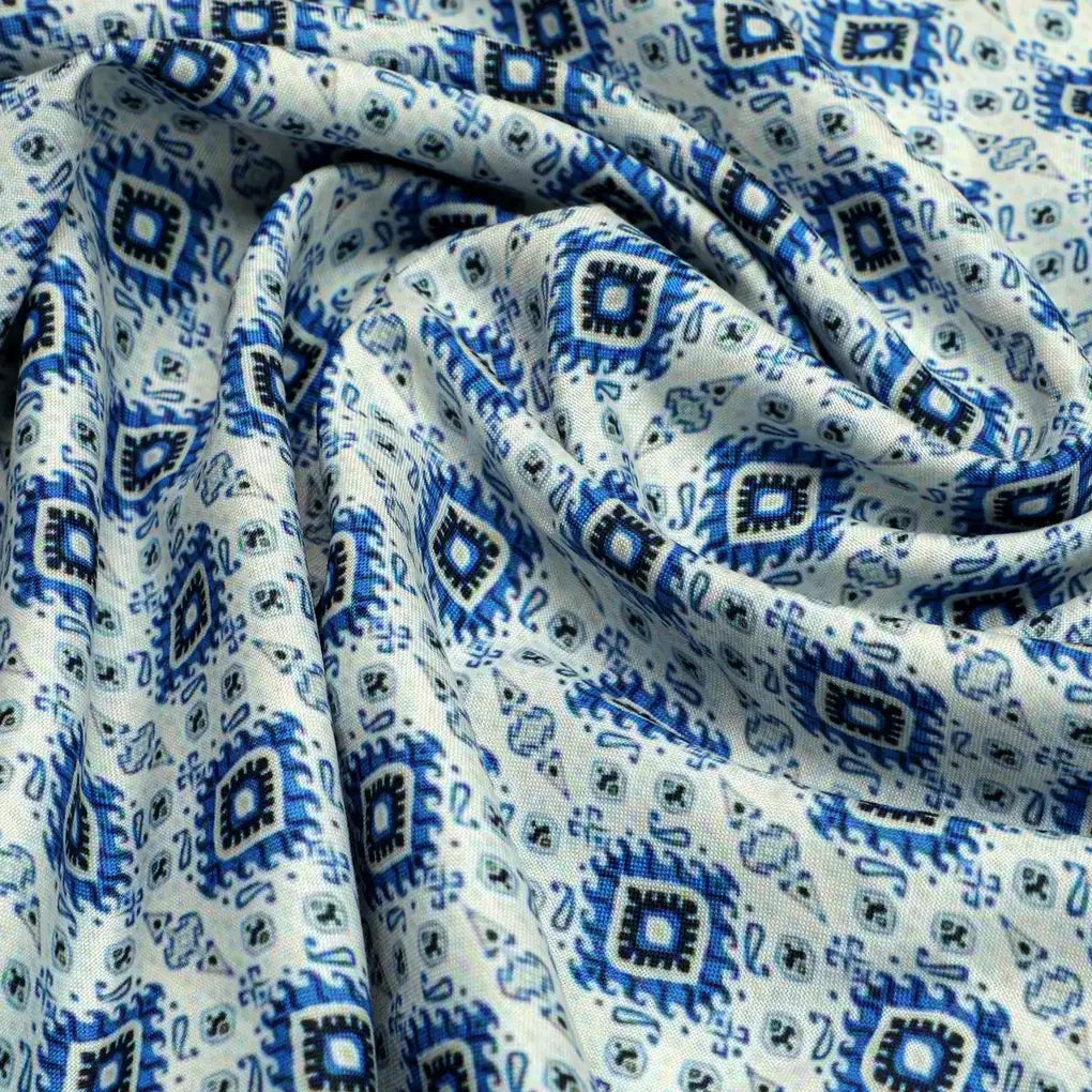 Tiny Blue Medallion Motif Digital Printed Fabric  - Rayon – ra 0 ma012738 110 tiny blue medallion motif digital printed fabric rayon 3