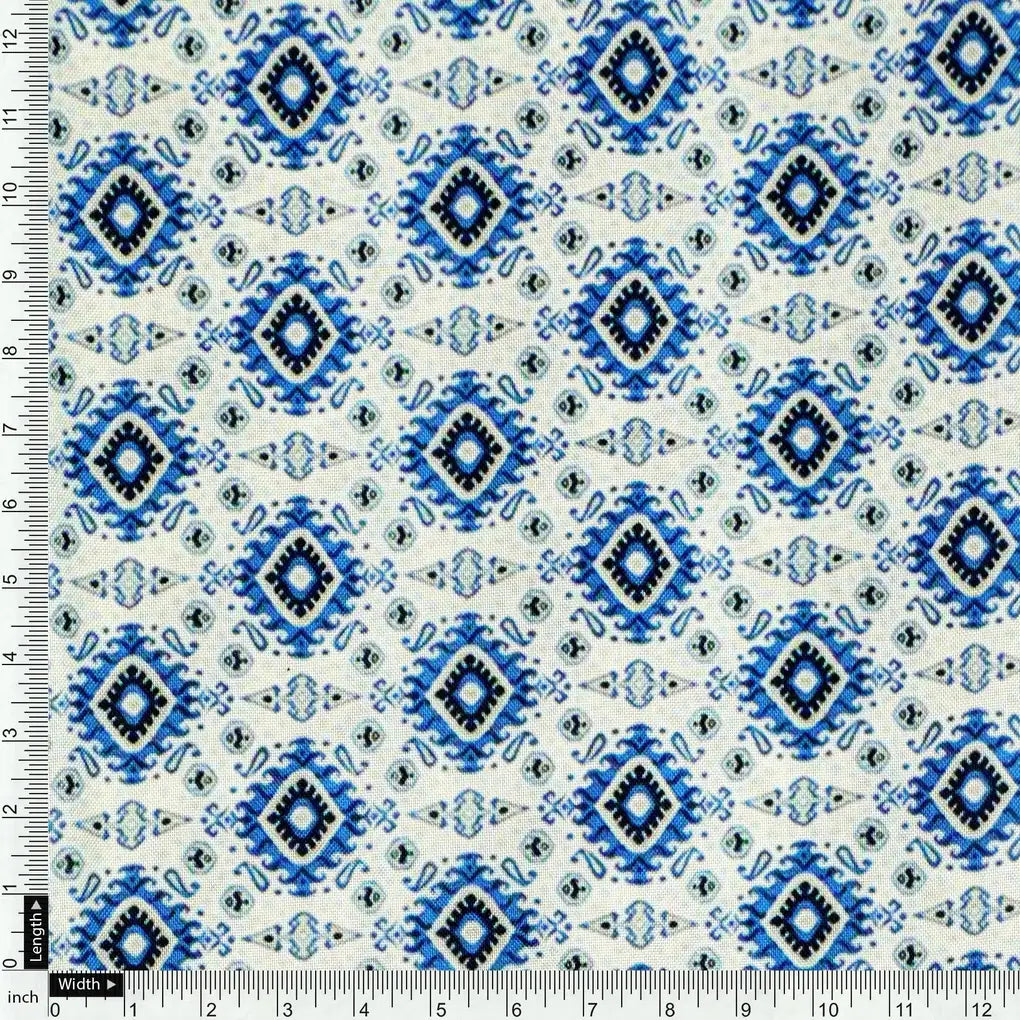 Tiny Blue Medallion Motif Digital Printed Fabric  - Rayon – ra 0 ma012738 110 tiny blue medallion motif digital printed fabric rayon 4