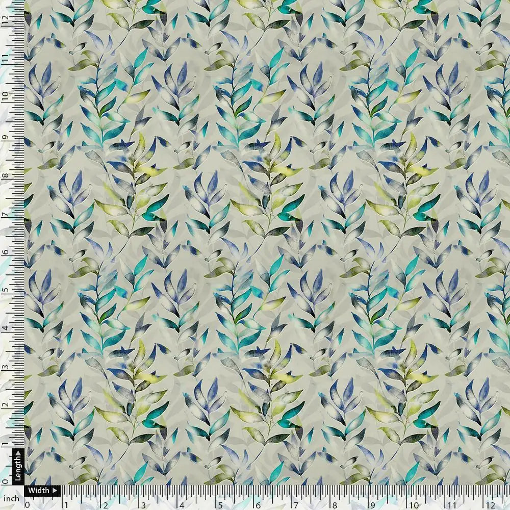 Green And Bluish Leaves Motif Digital Printed Fabric  - Rayon – ra 0 ma013650 110 green and bluish leaves motif digital printed fabric rayon 3