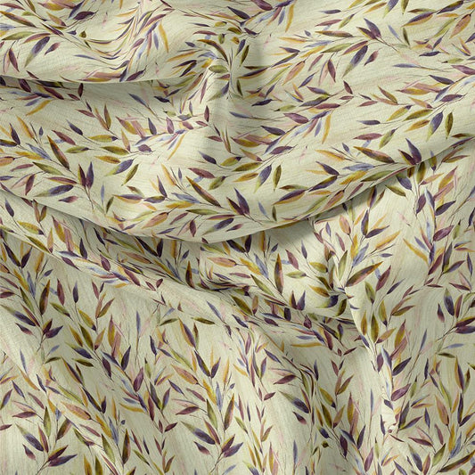 Painted Leaves Allover Digital Printed Fabric - Rayon - FAB VOGUE Studio®