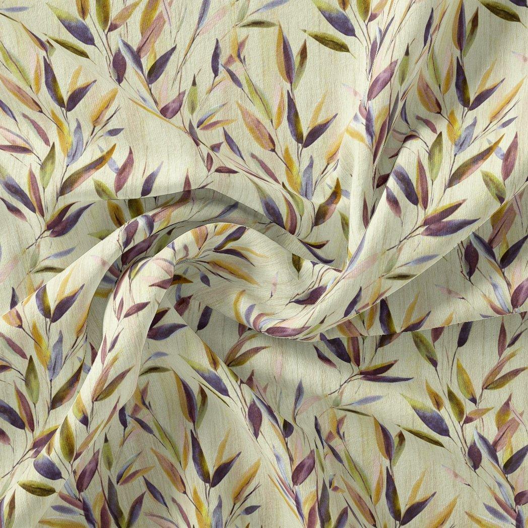 Painted Leaves Allover Digital Printed Fabric - Rayon - FAB VOGUE Studio®