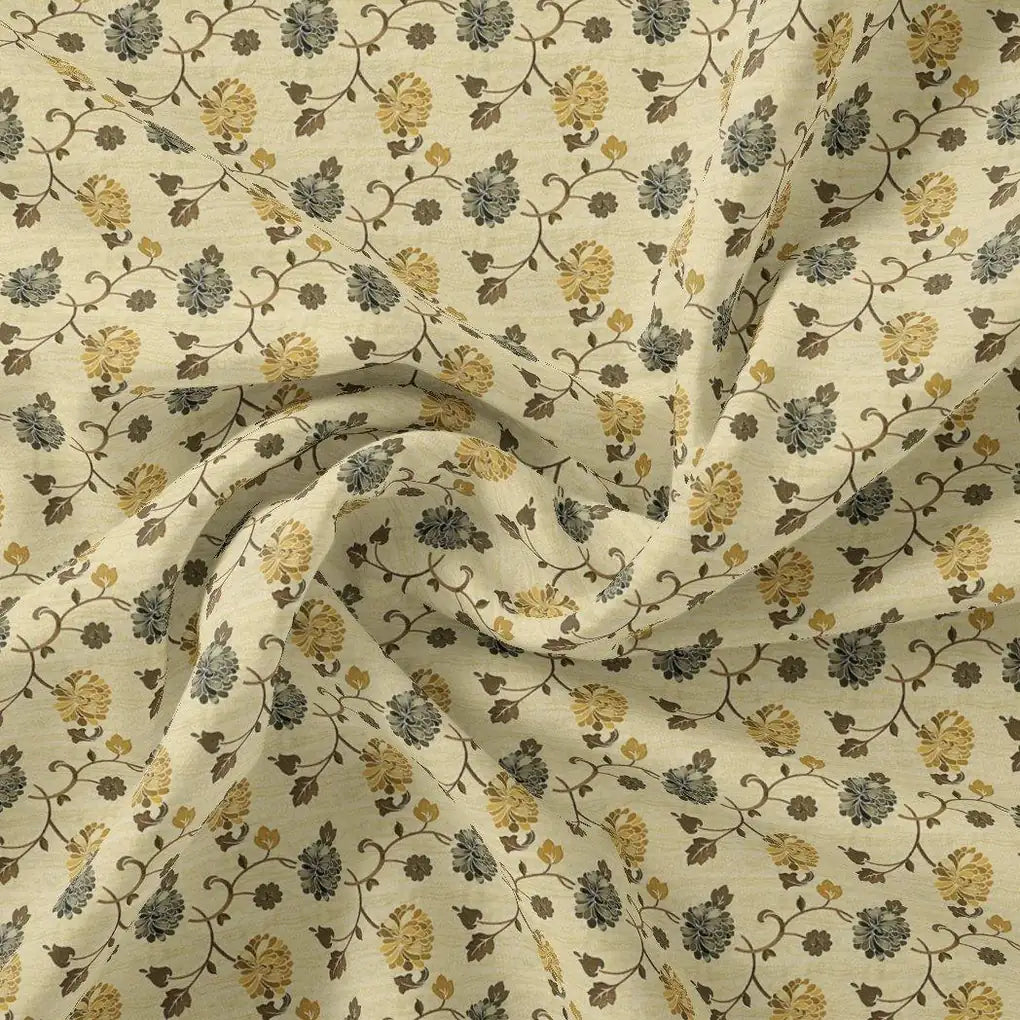 Lovely Chrysanthemum Golden With Hemlock Flower Digital Printed Fabric - Rayon – ra 0 ma014341 110 lovely chrysanthemum golden with hemlock flower digital printed fabric rayon 1