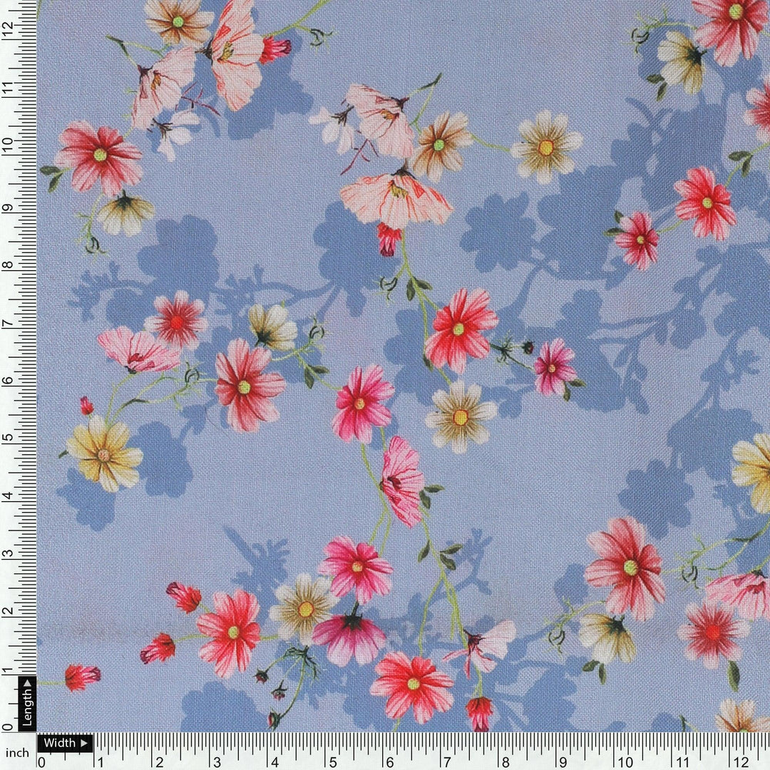 Colour Full Daisy With Spotted Background Digital Printed Fabric - Rayon - FAB VOGUE Studio®