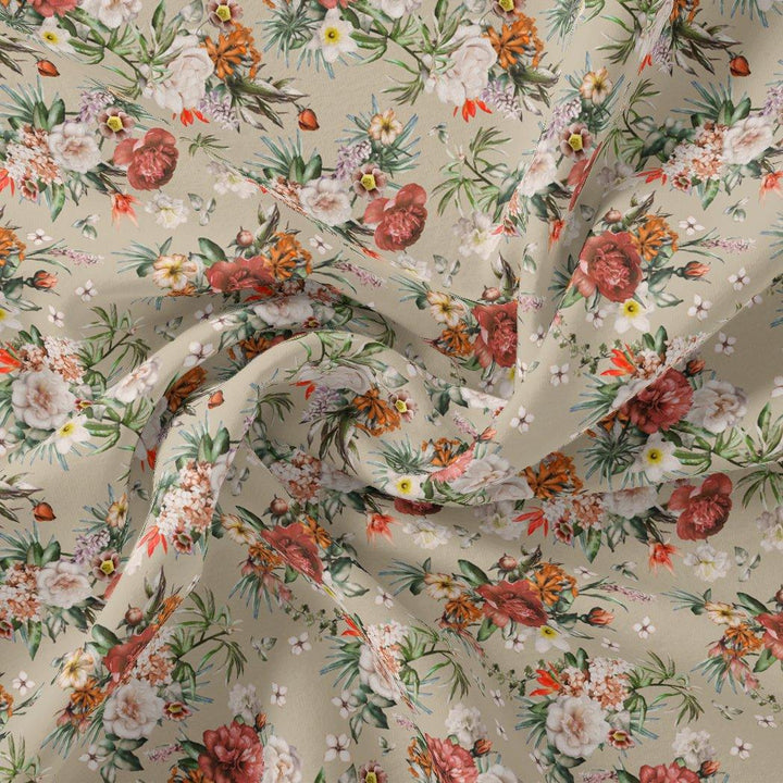 Morden Colour Flower Bunch Digital Printed Fabric - Rayon - FAB VOGUE Studio®